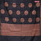 Banarasi cotton saree black with copper zari woven buttas and piping border