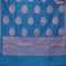 Banarasi cotton saree cs blue with copper zari woven floral buttas and piping border