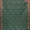 Banarasi cotton saree green with allover copper zari woven floral weaves and zari woven border