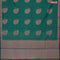 Banarasi cotton saree green with copper zari woven leaf buttas and copper zari woven border