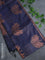 Banarasi cotton saree navy blue with copper zari woven buttas and piping border