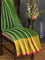 Banarasi kora saree green and yellow with allover zari weaves and zari woven border