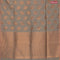 Banarasi semi cotton saree chikku shade with copper zari woven buttas and zari woven piping border