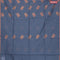 Banarasi semi cotton saree grey with geometric copper zari woven buttas and zari woven piping border