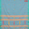 Bengal soft cotton saree light blue and teal green shade with thread woven buttas and zari woven simple border