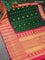 Pure gadwal silk saree green and pink with zari woven buttas and temple design long zari woven annam border