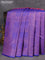 Pure kanjivaram silk saree dual shade of purple and blue with half & half style and long zari woven border