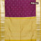 Pure kanjivaram silk saree magenta pink and yellow with silver zari woven buttas and silver zari woven border