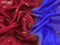 Pure mysore silk saree red and royal blue with allover zari woven buttas and peacock & paisley zari woven border