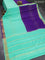 Pure mysore silk saree teal blue and blue with half & half style and zari woven border