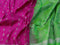 Pure uppada silk saree pink and light green with silver zari woven floral buttas and silver zari woven simple border