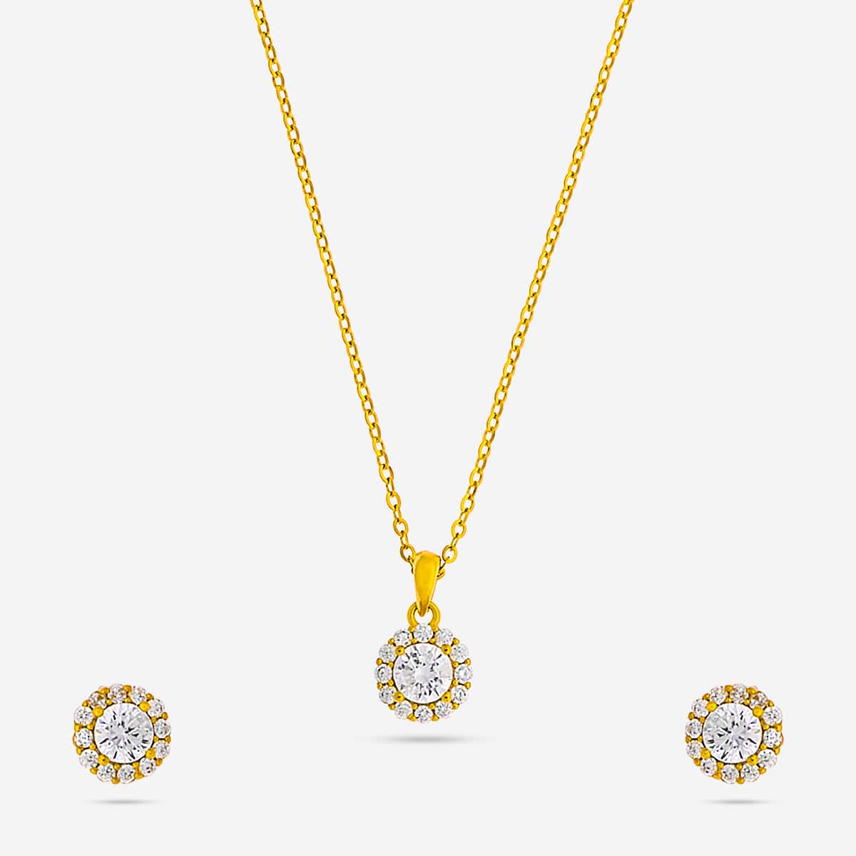 92.5 Silver Pendant With Chain and Earring Set 188231