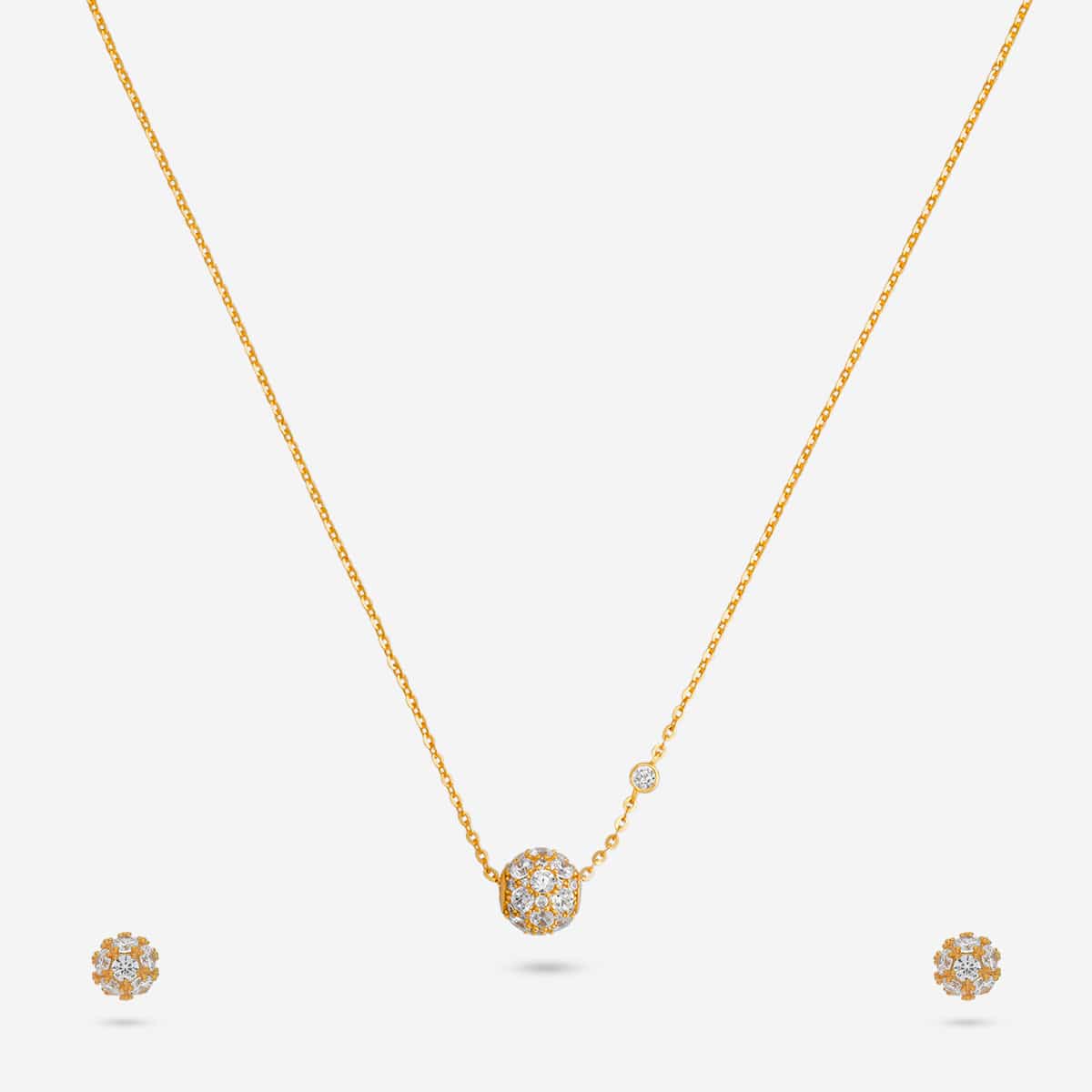 92.5 Silver Pendant With Chain and Earring Set 191387