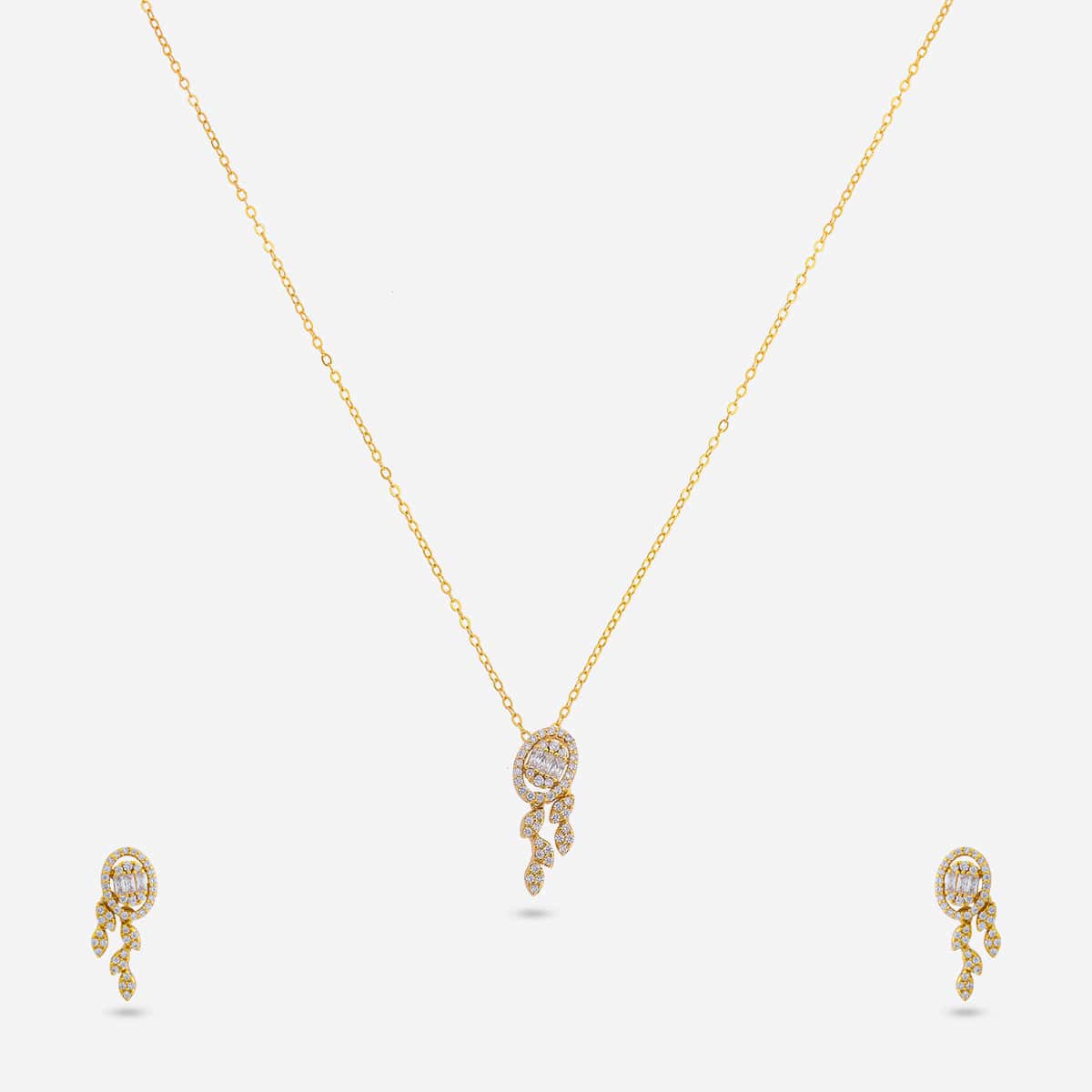 92.5 Silver Pendant with Chain and Earring Set 194803