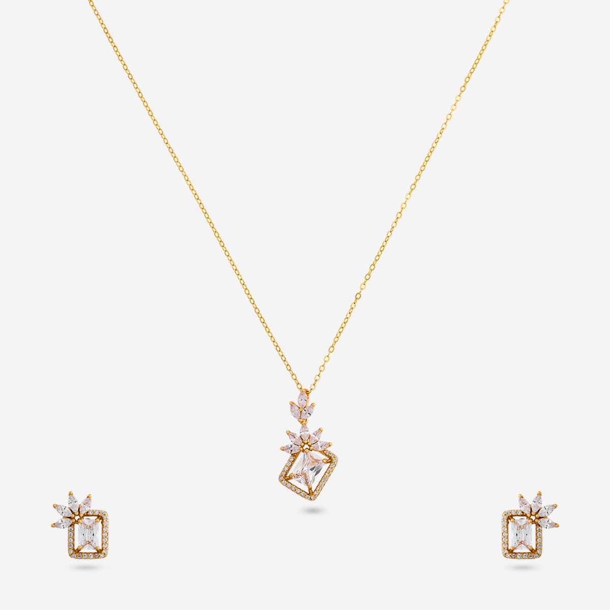 92.5 Silver Pendant with Chain and Earring Set 194808