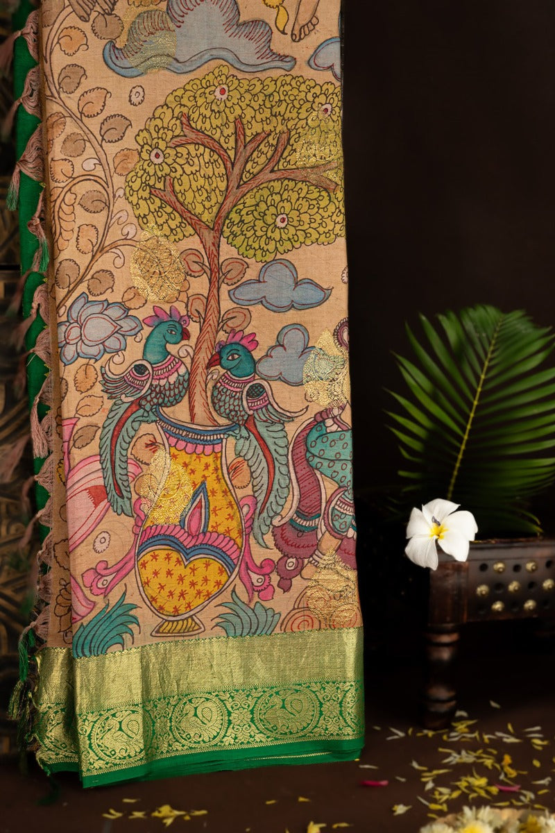 Kanchi Kalamkari Multi-Colour Saree