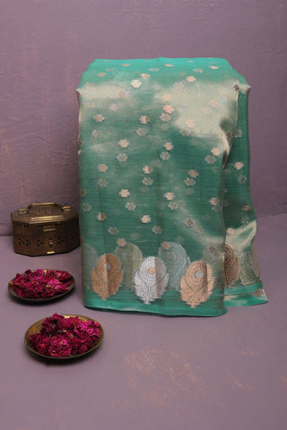 Fancy Organza Sea Green Saree