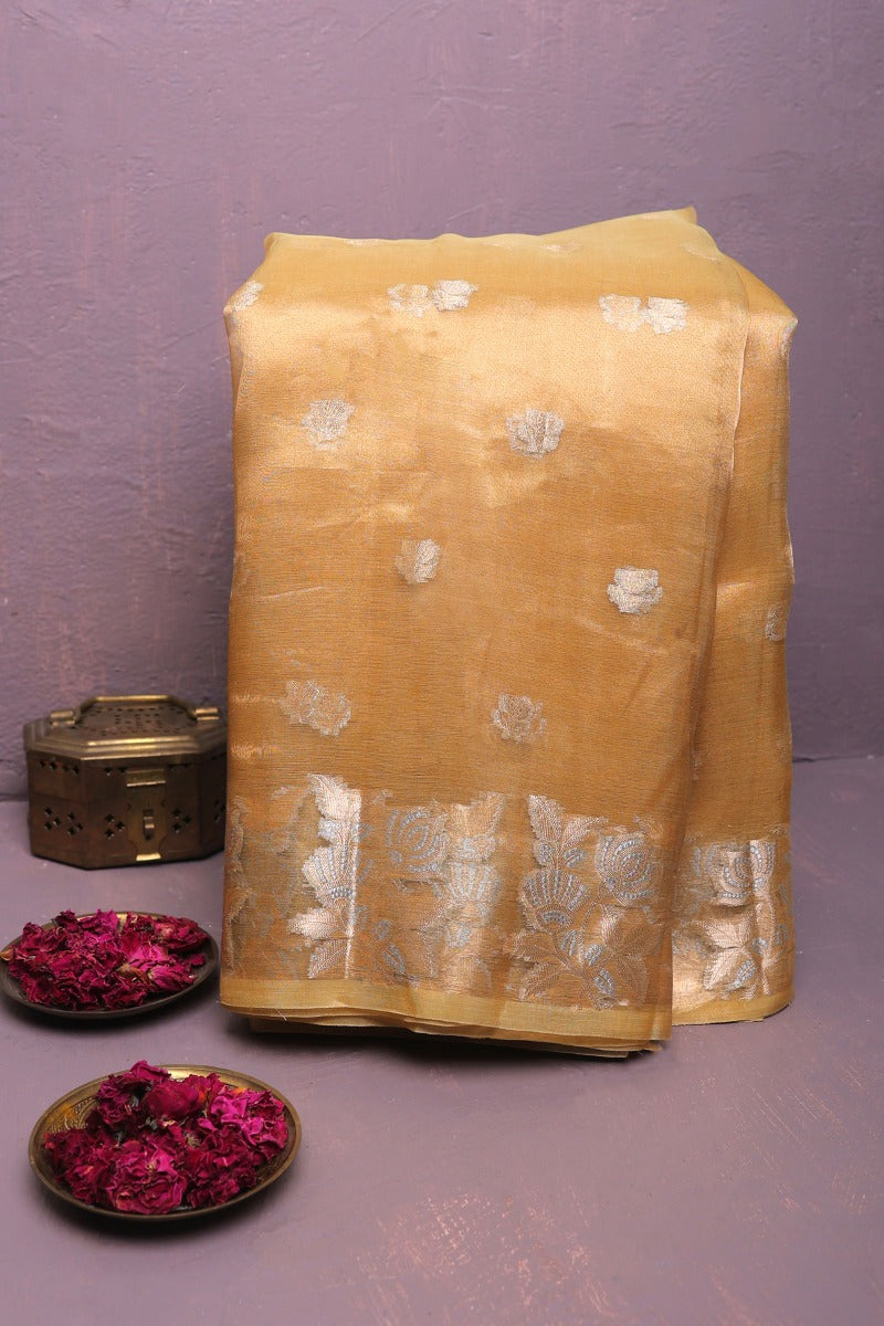 Fancy Organza Mustard Saree