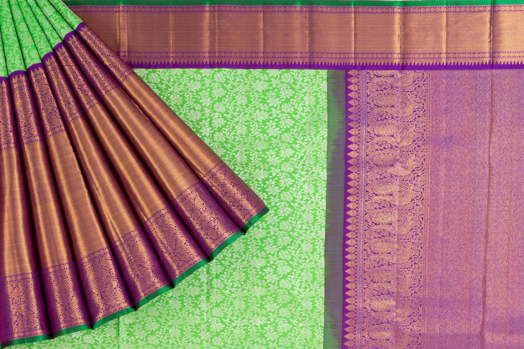 Kancheepuram Silk Jaal Light Green Saree