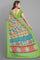 MULTI and GREEN GEOMETRIC LINEN Saree with FANCY