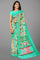 MULTI and SEA GREEN GEOMETRIC LINEN Saree with FANCY