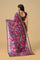 ROSSY BROWN and MULTI FLORALS LINEN Saree with FANCY