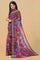 ROSSY BROWN and MULTI FLORALS LINEN Saree with FANCY