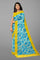 SKY BLUE and YELLOW FLORALS LINEN Saree with FANCY