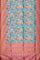 TURQUOISE BLUE and DUSTY PINK FLORALS BHAGALPURI SILK Saree with BANARASI FANCY