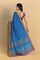 ROYAL BLUE and MULTI IKKAT PRINT SILK Saree with IKAT