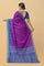 PURPLE and ROYAL BLUE PLAIN SILK Saree with IKAT