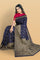 NAVY BLUE and GOLD JAAL MATKA SILK Saree with BANARASI FANCY