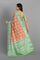 RUST and OLIVE GREEN FLORAL JAAL CHIFFON Saree with FANCY