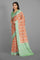 RUST and OLIVE GREEN FLORAL JAAL CHIFFON Saree with FANCY