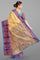 PEACH and BLUE BROCADE SILK Saree with KANCHIPURAM