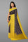 GREY and YELLOW CHECKS AND BUTTIS KORA Saree with BANARASI FANCY