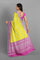 YELLOW and MAGENTA FLORAL JAAL CHIFFON Saree with BANARASI FANCY