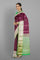 PURPLE and DARK GREEN FLORAL JAAL SILK Saree with BANARASI FANCY