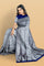 NAVY BLUE and SILVER CHECKS AND BUTTIS SILK Saree with BANARASI FANCY