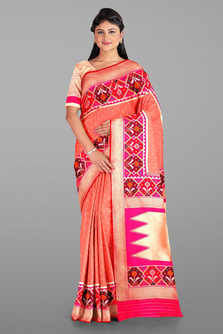 PEACH and PINK BUTTIS SILK Saree with BANARASI