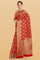 RED and GOLD FLORAL JAAL SILK Saree with BANARASI