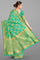 SEA GREEN and GOLD FLORAL JAAL SILK Saree with BANARASI