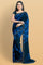 DARK BLUE and SILVER SHIBORI PRINT CHIFFON Saree with FANCY