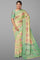 CREAM and SEA GREEN JAAL SILK Saree with FANCY