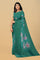 TEAL and MULTI FLORALS JUTE Saree with FANCY
