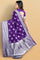 VIOLET and SILVER BIRDS FIGURE WEAVING SILK Saree with FANCY