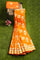 LIGHT ORANGE and GOLD FLORALS SILK BLEND Saree with SEMI PATTU