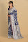 NAVY BLUE and GOLD FLORALS SILK BLEND Saree with SEMI PATTU
