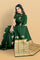 GREEN and GOLD BUTTIS SILK BLEND Saree with SEMI PATTU