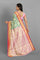 GREEN and PINK FLORAL JAAL SILK BLEND Saree with SEMI PATTU